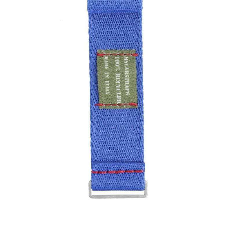 Eco-Friendly  Nylon Military  Watch Strap -  Blue light Red Stitches - Recycled Military Watch Straps- Milano Straps