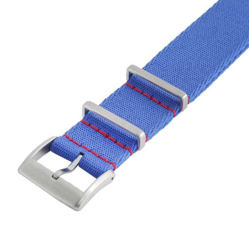 Eco-Friendly  Nylon Military  Watch Strap -  Blue light Red Stitches - Recycled Military Watch Straps- Milano Straps