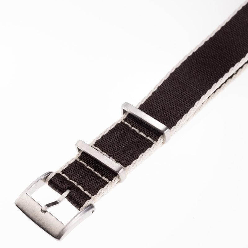Eco-Friendly Nylon Military  Watch Strap -  Brown Ecru Borders - Recycled Military Watch Straps- Milano Straps