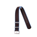 Eco-Friendly Nylon Military  Watch Strap -  Brown Light Blue Borders - Recycled Military Watch Straps- Milano Straps