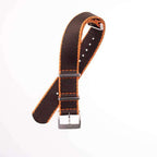 Eco-Friendly Nylon Military Watch Strap -  Brown Orange Borders - Recycled Military Watch Straps- Milano Straps