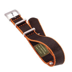 Eco-Friendly Nylon Military Watch Strap -  Brown Orange Borders - Recycled Military Watch Straps- Milano Straps