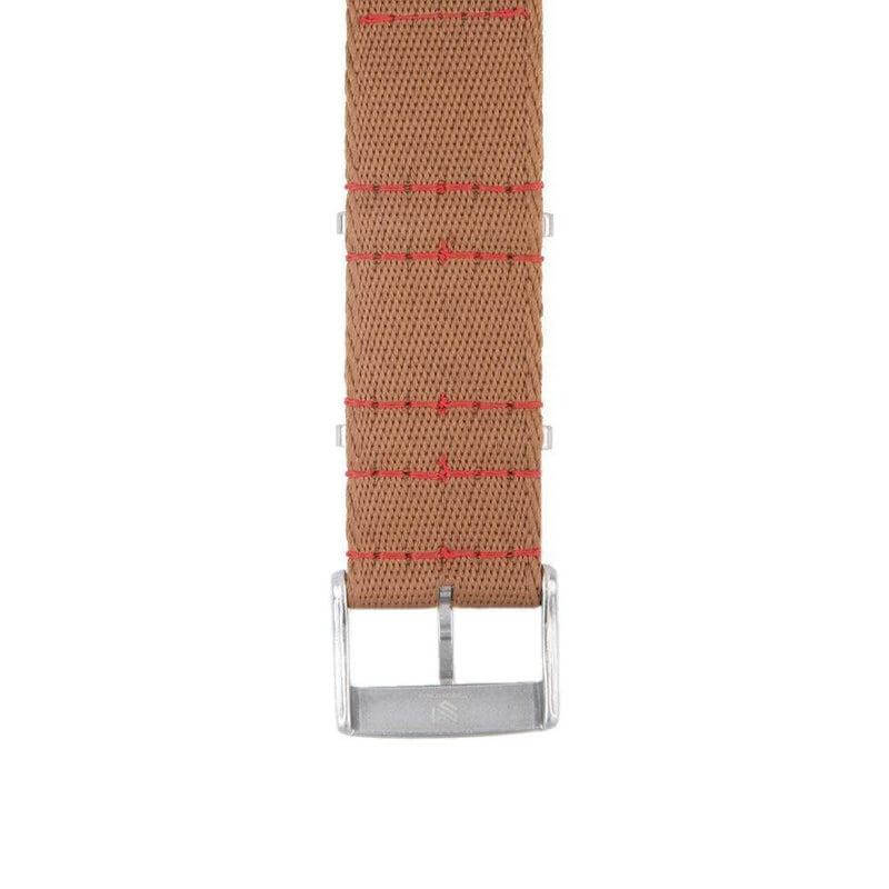Eco-Friendly Nylon Military Watch Strap -  Brown Red Stitches - Recycled Military Watch Straps- Milano Straps