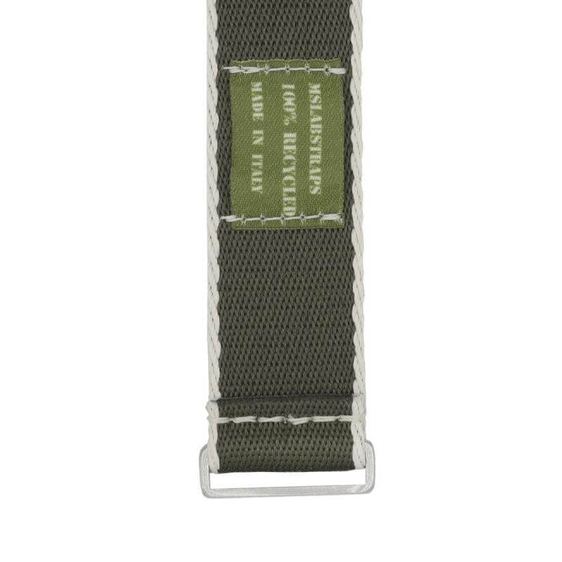 Eco-Friendly Nylon Military Watch Strap -  Color Dark Green White Borders - Recycled NATO straps- Milano Straps