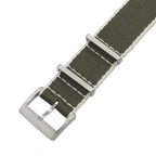 Eco-Friendly Nylon Military Watch Strap -  Color Dark Green White Borders - Recycled NATO straps- Milano Straps