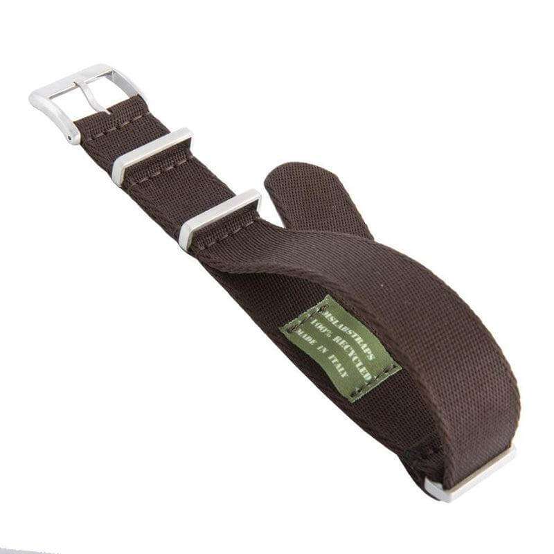Eco-Friendly Nylon Military Watch Strap -  Dark Brown - Recycled Military Watch Straps- Milano Straps