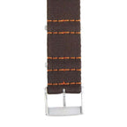 Eco-Friendly Nylon Military Watch Strap -  Dark Brown Orange Stitches - Recycled Military Watch Straps- Milano Straps