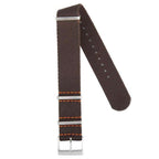 Eco-Friendly Nylon Military Watch Strap -  Dark Brown Orange Stitches - Recycled Military Watch Straps- Milano Straps