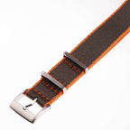 Eco-Friendly Nylon Military  Watch Strap -  Dark Green - Orange Borders - Recycled Military Watch Straps- Milano Straps