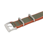 Eco-Friendly  Nylon Military  Watch Strap -  Dark Green Orange Borders - Green - Recycled NATO straps- Milano Straps