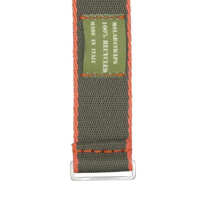 Eco-Friendly  Nylon Military  Watch Strap -  Dark Green Orange Borders - Green - Recycled NATO straps- Milano Straps
