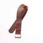 Eco-Friendly Nylon Military Watch Strap -  Dark Green Red Borders - Recycled Military Watch Straps- Milano Straps