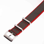 Eco-Friendly Nylon Military Watch Strap -  Dark Green Red Borders - Recycled Military Watch Straps- Milano Straps