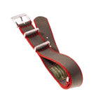Eco-Friendly Nylon Military Watch Strap -  Dark Green Red Borders - Recycled Military Watch Straps- Milano Straps