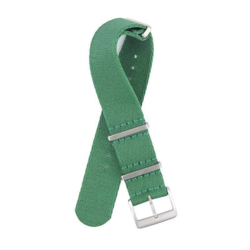 Eco-Friendly  Nylon Military  Watch Strap -  Green -GREEN STITCHES - Recycled NATO straps- Milano Straps