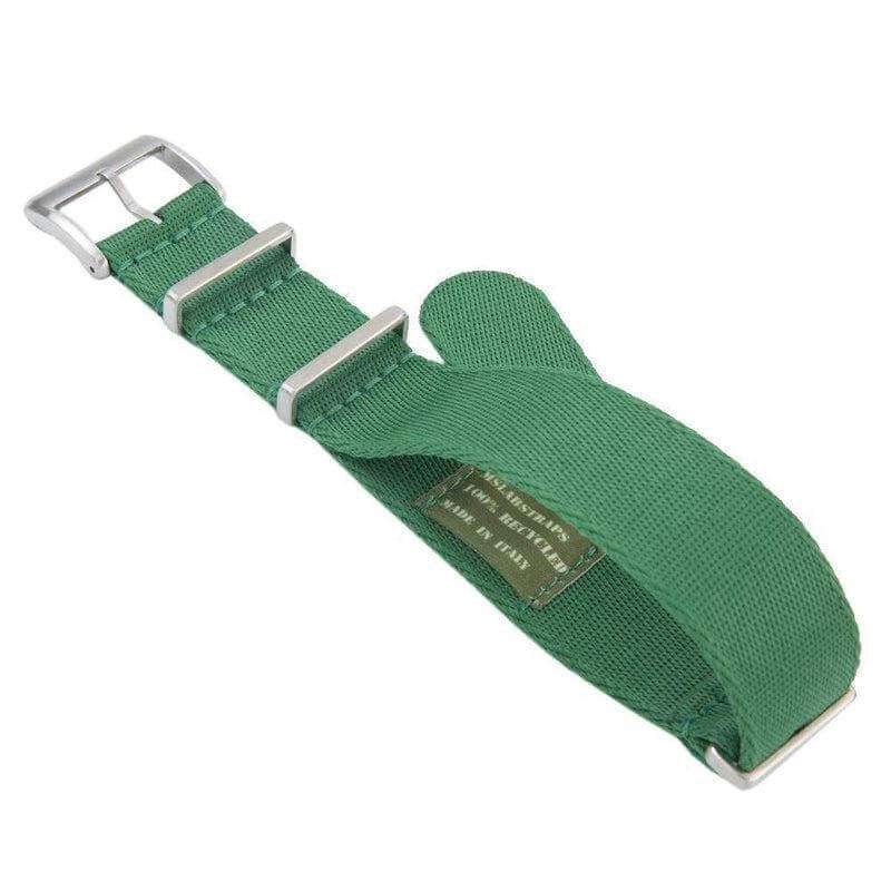 Eco-Friendly  Nylon Military  Watch Strap -  Green -GREEN STITCHES - Recycled NATO straps- Milano Straps