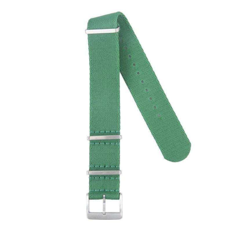 Eco-Friendly  Nylon Military  Watch Strap -  Green -GREEN STITCHES - Recycled NATO straps- Milano Straps