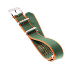 Eco-Friendly Nylon Military Watch Strap -  Green Orange Borders - Recycled Military Watch Straps- Milano Straps