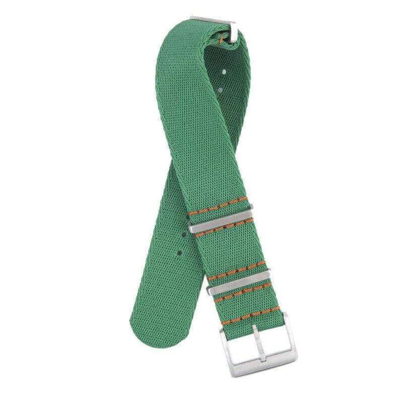 Eco-Friendly Nylon Military Watch Strap -  Green Orange Stitches - Recycled NATO straps- Milano Straps
