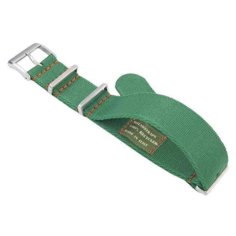 Eco-Friendly Nylon Military Watch Strap -  Green Orange Stitches - Recycled NATO straps- Milano Straps