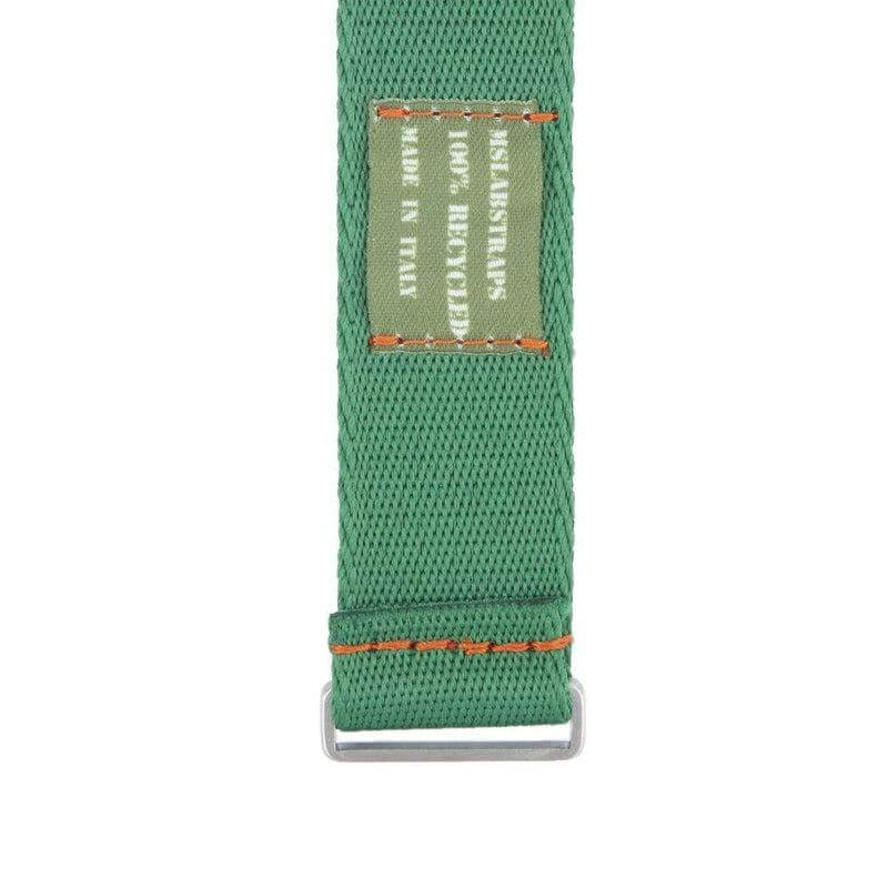 Eco-Friendly Nylon Military Watch Strap -  Green Orange Stitches - Recycled NATO straps- Milano Straps