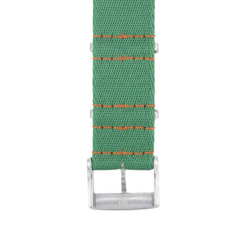 Eco-Friendly Nylon Military Watch Strap -  Green Orange Stitches - Recycled NATO straps- Milano Straps