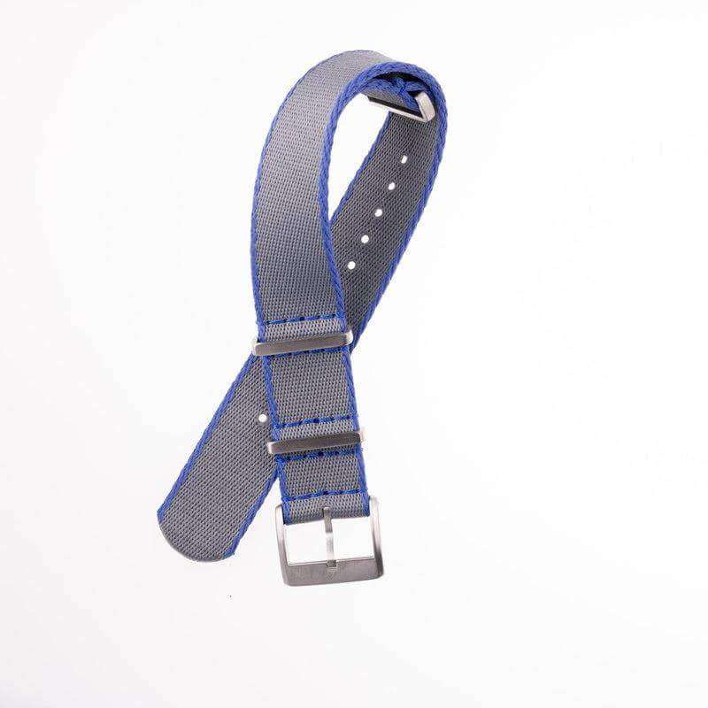 Eco-Friendly Nylon Military Watch Strap -  Grey Blue Borders - Recycled Military Watch Straps- Milano Straps