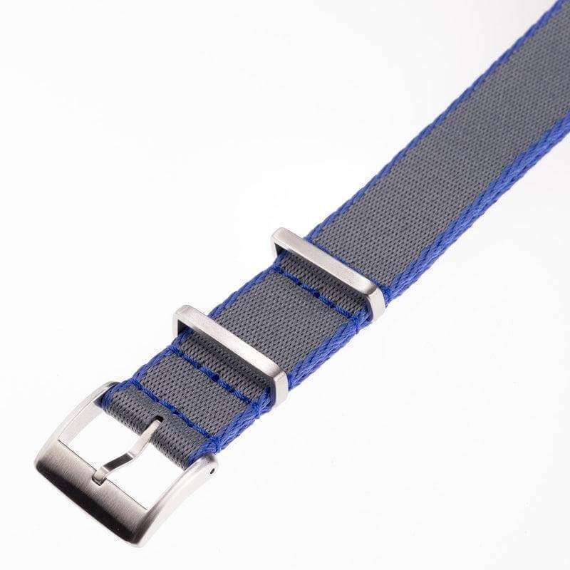 Eco-Friendly Nylon Military Watch Strap -  Grey Blue Borders - Recycled Military Watch Straps- Milano Straps