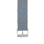 Eco-Friendly Nylon Military Watch Strap -  Grey Light Blue Stitches - Recycled NATO straps- Milano Straps