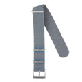 Cinturino nylon riciclato militare grigio con cuciture azzurre 20-22mm — Milano Straps