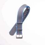 Eco-Friendly Nylon Military Watch Strap -  Grey Light Blue Borders - Recycled Military Watch Straps- Milano Straps