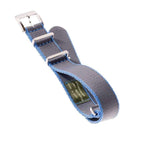 Eco-Friendly Nylon Military Watch Strap -  Grey Light Blue Borders - Recycled Military Watch Straps- Milano Straps