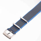 Eco-Friendly Nylon Military Watch Strap -  Grey Light Blue Borders - Recycled Military Watch Straps- Milano Straps