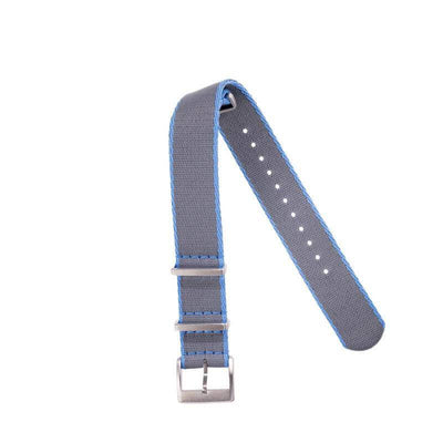 Cinturino militare nylon riciclato grigio con bordi azzurri 20-22mm — Milano Straps