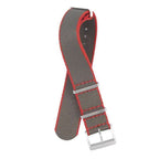 Eco-Friendly Nylon Military Watch Strap -  Grey Red Border - Recycled NATO straps- Milano Straps