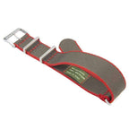 Eco-Friendly Nylon Military Watch Strap -  Grey Red Border - Recycled NATO straps- Milano Straps