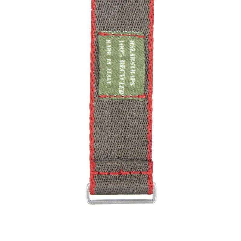 Eco-Friendly Nylon Military Watch Strap -  Grey Red Border - Recycled NATO straps- Milano Straps
