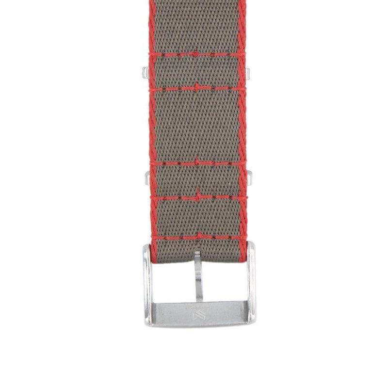Eco-Friendly Nylon Military Watch Strap -  Grey Red Border - Recycled NATO straps- Milano Straps