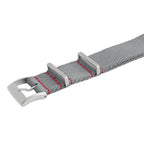 Eco-Friendly Nylon Military  Watch Strap -  Grey Red Stitches - Recycled NATO straps- Milano Straps