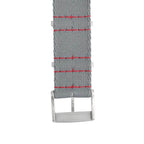 Eco-Friendly Nylon Military  Watch Strap -  Grey Red Stitches - Recycled NATO straps- Milano Straps