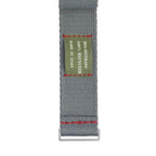 Eco-Friendly Nylon Military  Watch Strap -  Grey Red Stitches - Recycled NATO straps- Milano Straps