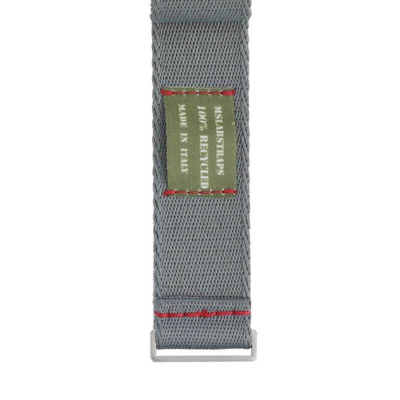 Eco-Friendly Nylon Military  Watch Strap -  Grey Red Stitches - Recycled NATO straps- Milano Straps