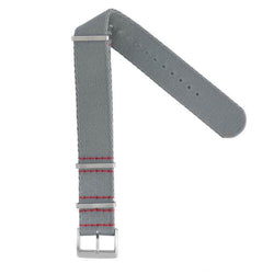 Militärarmband aus grauem recyceltem Polyester mit roten Nähten, 20-22mm, Made in Italy — Milano Straps