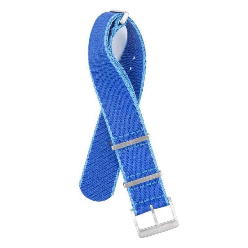 Eco-Friendly Nylon Military Watch Strap -  Navy Blue light Blue Borders - Recycled Military Watch Straps- Milano Straps