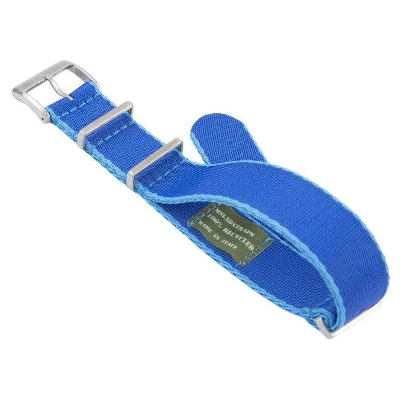 Eco-Friendly Nylon Military Watch Strap -  Navy Blue light Blue Borders - Recycled Military Watch Straps- Milano Straps