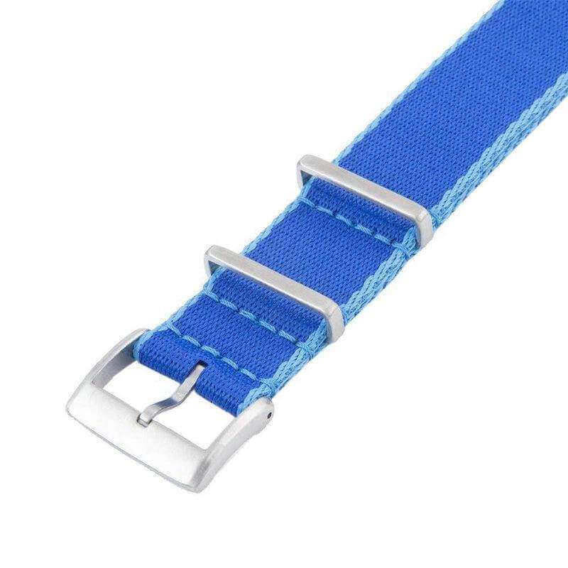 Eco-Friendly Nylon Military Watch Strap -  Navy Blue light Blue Borders - Recycled Military Watch Straps- Milano Straps