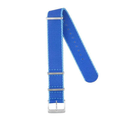 Cinturino militare nylon riciclato navy blue con bordi azzurri 20-22mm — Milano Straps