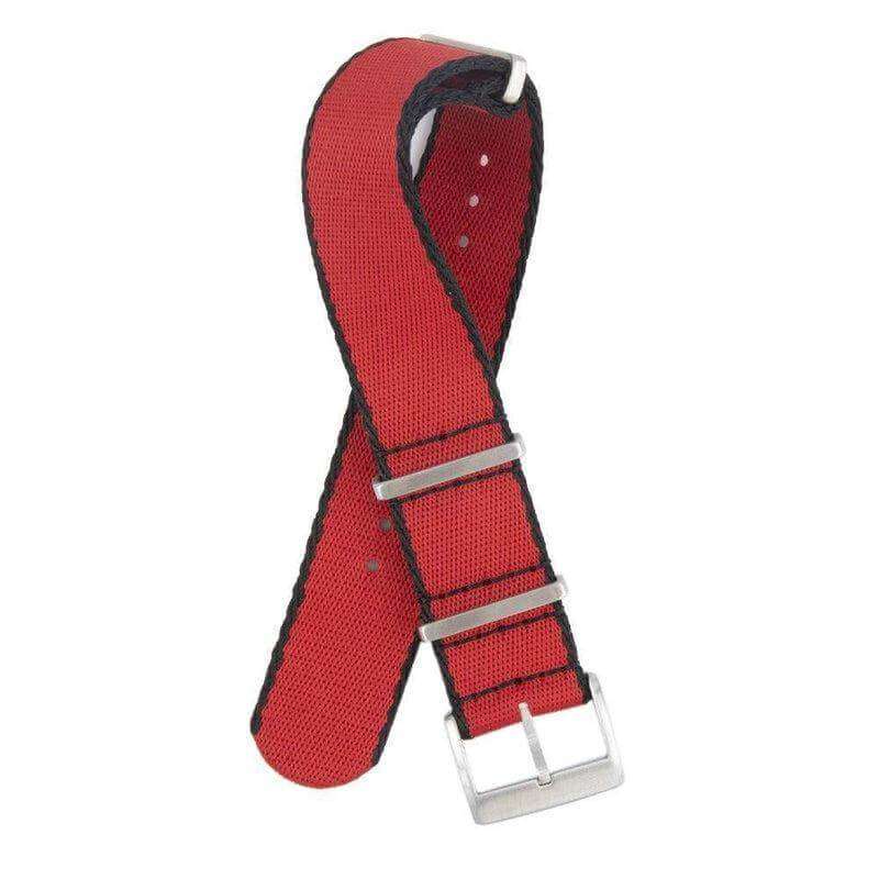 Eco-Friendly Nylon Military Watch Strap -  Red Black Borders - Recycled NATO straps- Milano Straps