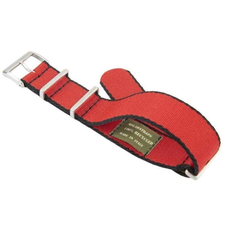 Eco-Friendly Nylon Military Watch Strap -  Red Black Borders - Recycled NATO straps- Milano Straps