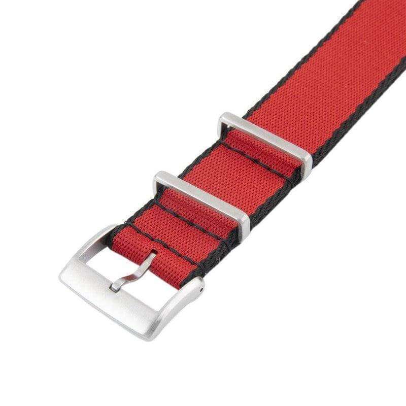 Eco-Friendly Nylon Military Watch Strap -  Red Black Borders - Recycled NATO straps- Milano Straps